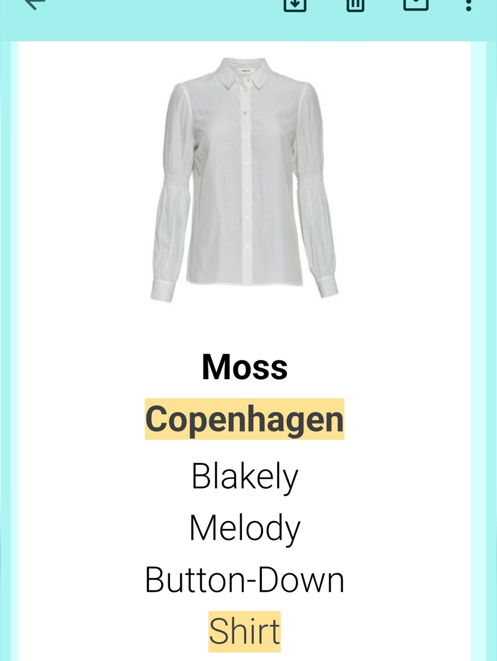 Blakely Melody White Button-Down Shirt Sm-Md